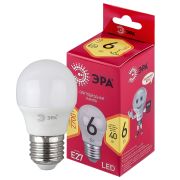 Лампа LED  6Вт E27 шар P45-6W-827-E27 R 230В Б0049643 ЭРА