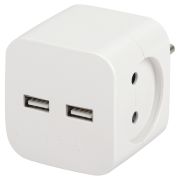 Разветвитель электрический 2м б/з 10А+2xUSB 2400mA белый (SP-2-USB-W) ЭРА