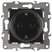Розетка с/п 1м (мех) с/з чёрный IP20 12-2101-06  Эра12