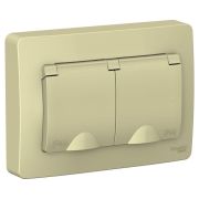 Розетка с/п 2м с/з бежевый со шторками с крышками IP44 16А 250В BLANCA | BLNRS441127 | SE