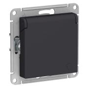 Розетка  с/п  1м с з/к  со штор. с крышкой 16А IP20 (мех)  карбон AtlasDesign ATN001046 SE