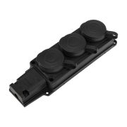 Колодка (розетка) каучуковая 3м черная с защитными крышками 16А 2P+PE 230V IP44 PROconnect 111-113-4