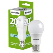 Лампа LED  20Вт A60 груша 6500К E27 230В GENERICA