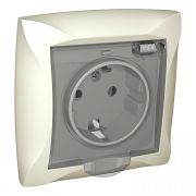 Розетка с/п 1м  «Дуэт»с з/к с крыш. IP44  со шторками крем. WDE000248  (Schneider Electric)