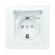 Розетка  с/п  1м с з/к белая с з/шторками и крышкой 16А IP44 «Минск» EKF