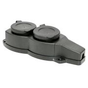 Колодка (розетка) каучуковая 2м черная с защитными крышками 230В 2P+PE 16A IP44 EKF Марс