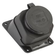 Колодка (розетка) каучуковая угловая 1м черная с крышкой IP44 РБу13-1-0м ОМЕГА ИЭК