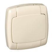 Розетка с/п 1м с з/к IP44 сл.кость с крышкой (RS16-126B-SI) WESSEN РОНДО