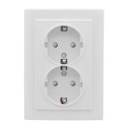 Розетка  с/п  2м с з/к белая с з/шторками 16А «Минск» EKF Basic