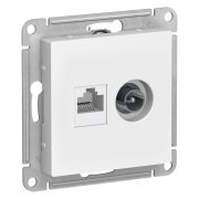 Розетка  с/п  1м  двойная ТВ+комп RJ45, кат.5Е  (мех) белый AtlasDesign  ATN000189  SE