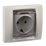Розетка с/п 1м с з/к с крышкой с рамкой крем IP44 «Unica»MGU61.037.25 (Schneider Electric)