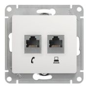 Розетка  с/п  2м  RJ45+RJ11, кат.5Е мех. белый Glossa GSL000185  SE