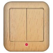 Выключатель о/п 2кл с подсв. WESSEN «ПРИМА» с изол.пл. «Бук» VA5U-213I-8I