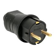Вилка каучуковая прямая черная с/з 16А 2P+PE 230В IP44 EKF Марс