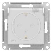 Розетка  с/п  1м  с з/к со шторками с крышкой  (мех) белый 16А IP44 AQUA AtlasDesign ATN440146  SE