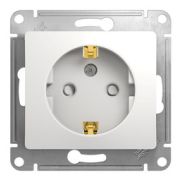 Розетка  с/п 1м  с/з  со шторками  мех. белый  Glossa GSL000145  SE