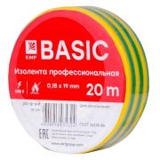 Изолента 0,18х19 мм желто-зеленая 20 метров ЭКФ