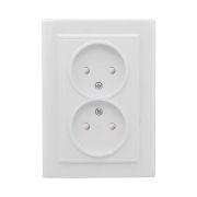 Розетка  с/п  2м без з/к белая с з/шторками 10А «Минск» EKF Basic