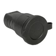 Розетка каучуковая переносная 1м черная с защитной крышкой 230В 2P+PE 16A IP44 EKF Марс