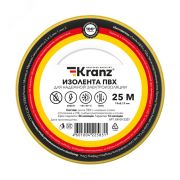 Изолента ПВХ KRANZ 19мм х 25м желто-зеленая