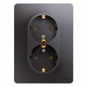 Розетка  с/п 2м с з/к  (в сборе) Графит Glossa GSL001324   SE