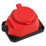 Колодка (розетка) каучуковая 1м красная с защитной крышкой 16A IP44 K-1e-RED-IP44 ЭРА