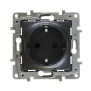 Розетка 1м (мех) антрацит, евро, со шторками, винты, 16А, 250 В, ETIKA Legrand 672622