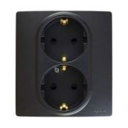 Розетка 2м антрацит, евро, винты, ETIKA Legrand 672623