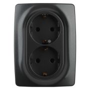 Розетка с/п 2м с/з антрацит IP20 12-2106-05 Эра12  Б0031232