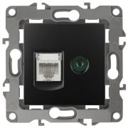 Розетка с/п RJ45+TV (мех) антрацит IP20 12-3110-05 ЭРА12