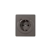 Розетка  с/п 1м с з/к со шторками 16А USB A+C быстрой зарядки 5В/3А Титан ROUND KR-78-0704-2  KRANZ