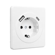 Розетка  с/п 1м с з/к с з/ш 16Ас USB A+C быстрой зарядки 5В/3А Перламутр ROUND KR-78-0704-1  KRANZ