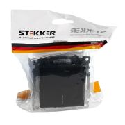 Выключатель  с/п 2кл с подсветкой 10А (мех) чёрный Катрин, GLS10-7102-05 STEKKER