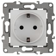 Розетка с/п 1м (мех) с/з  белый, со шторками IP20 12-2102-01 Эра12