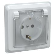 Розетка с/п 1м с з/к белый с з/ш с крышкой IP44 (РСбш10-3-ВБ) ВЕГА ИЭК