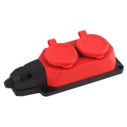 Колодка (розетка) каучуковая 2м красная с защитными крышками 16A IP44 K-2e-RED-IP44 ЭРА
