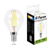 Лампа LED  7 Вт E14 шар прозрачный 4000К 760Лм 230В LB-52 Feron 25875