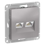 Розетка компьютерная (RJ45+RJ45) с/п 2м кат.5E (мех) алюминий Atlasdesign | ATN000385 | SE
