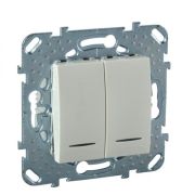 Выключатель с/п 2кл с инд. (мех) крем «Unica»MGU5.0101.25NZD  (Schneider Electric)