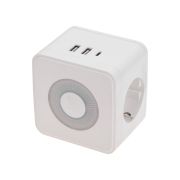 Разветвитель электрический 2м с/з 16А+2хUSB-A 2,4А+USB Type-C 3А белый с подсв. Куб (11-1251) REXANT