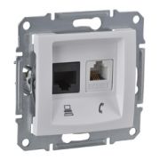 Розетка с/п т+к 1м (мех) RJ11+ RJ45 кат 5е неэкр.UTP бел. «Sedna»SDN5100121 (Schneider Electric)