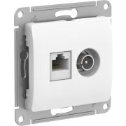Розетка с/п двойная (мех-зм) RJ45+TV, кат.5Е «Glossa» бел. GSL000189 SE