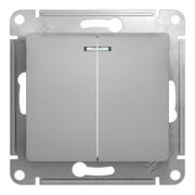 Выключатель  с/п  2кл с подсв. мех. алюминий  Glossa  GSL000353  SE
