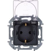 Розетка 1м (мех) евро антрацит с крышкой и шторками IP44 INSPIRIA Legrand 673743