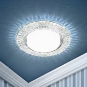 Светильник под GX53 встраиваемый с LED подсветкой круг прозрачный 15Вт DK LD26 SL/WH ЭРА