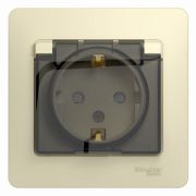 Розетка  с/п 1м с з/к со шторк.,с крыш. беж. IP44 «Glossa»   GSL000248  SE