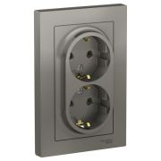 Розетка  с/п 2м с з/к 16А, в сборе, сталь  AtlasDesign ATN000924 SE