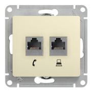 Розетка  с/п  1м  двойная  RJ11+RJ45, кат.5Е  (мех)  беж. «Glossa»  GSL000285 SE