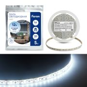 Лента светодиодная LS613/120SMD(2835)/м 9.6Вт/м 12V 5м 6500К, IP65 Feron