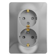 Розетка с/п  2м  с з/к со шторк. в сборе алюминий Glossa GSL000326  SE